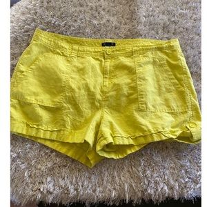 Gap Vibrant Lime Linen Shorts Size 18